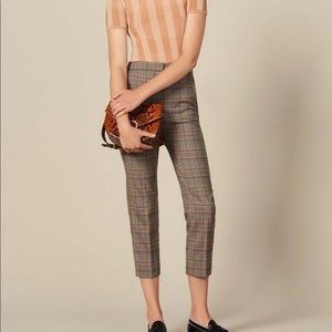 sandro checked straight cut trousers
